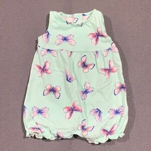 Carters Baby Girl 6M Blue Butterfly Print Sleeveless Bubble Romper Summer Fairy